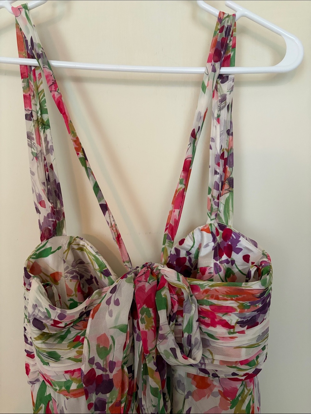 Donna Ricco White Floral Maxi Dress with Pink, Green & Purple - Picture 4 of 5